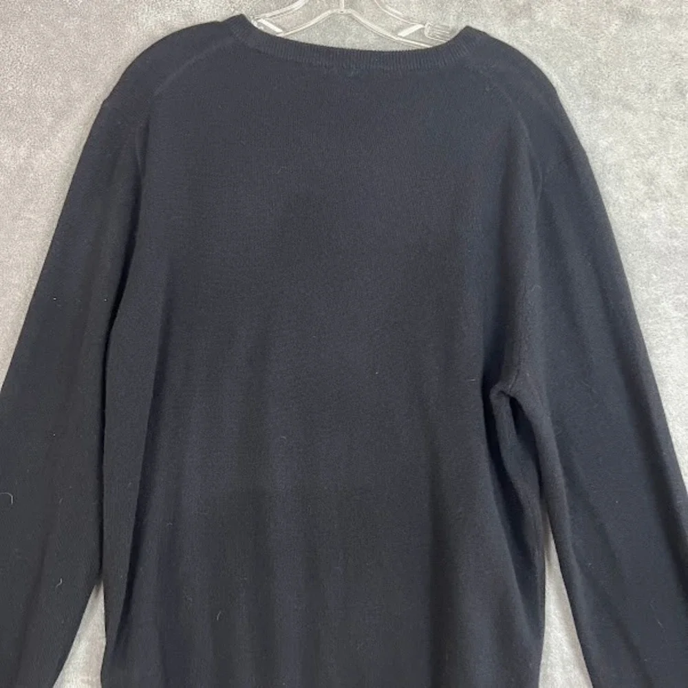 J Crew 100% Cashmere Crewneck Sweater Mens L Black Classic Old Money Heritage